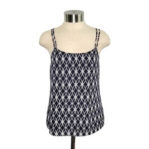 Banana Republic blue & white geometric print strappy silky top- size 0
